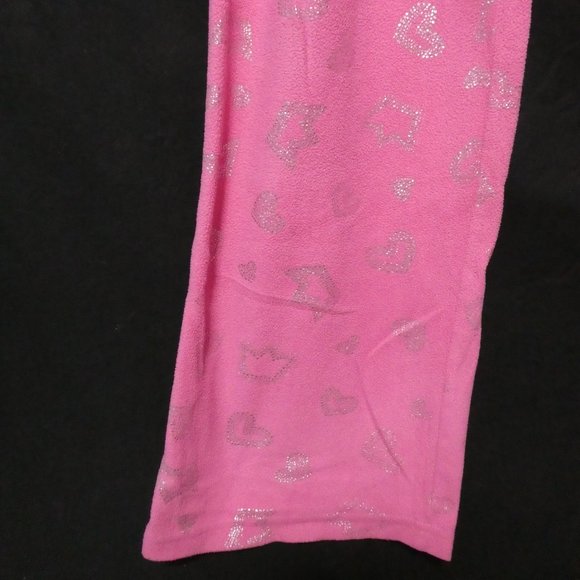 GEORGE, large (14/16) pink fleece pants, silver heart print, GUC - Picture 5 of 15